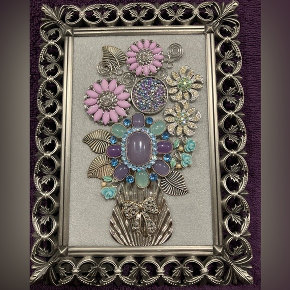 FRAMED JEWELRY ART COLLAGE UNIQUE HOME DECOR HANDMADE UNIQUE OOAK GIFT 🎁 - Picture 10 of 10